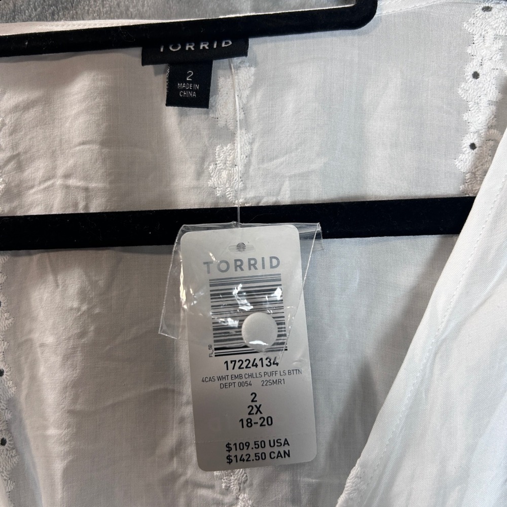 Torrid Boho Women Maxi Dress White Puff Sleeve Button Front  2X 18-20 NWT - Picture 8 of 10